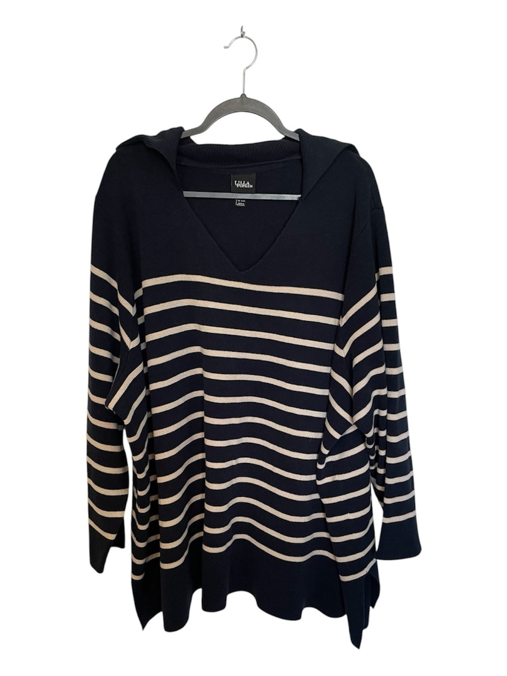 Ulla Popken Navy and White Stripe Sweater - Picture 2 of 5
